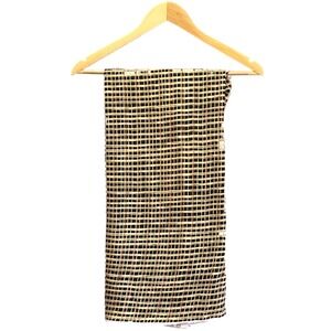 Vintage Mod Geometric Grid Fabric Brown Cream Retro 60s 70s Sewing Yardage